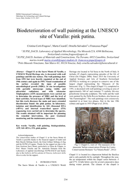 Biodeterioration of Wall Painting at the UNESCO Site of Varallo: Pink Patina