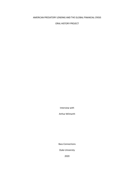 American Predatory Lending and the Global Financial Crisis