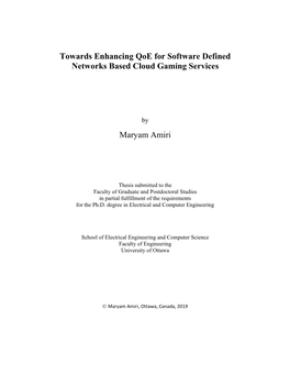 Towards Enhancing Qoe for Software Defined Networks Based Cloud Gaming Services