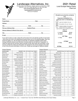 Plant List Landscapealt@Frontiernet.Net Find Us on Facebook!