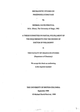 MECHANISTIC STUDIES on PHOSPHOGLUCOMUTASE By