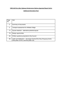 Page No. Item 2. Summary of Documents 3. Transport