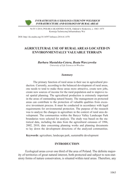 Agricultural Use of Rural Areas Located in Environmentally Valuable Terrain