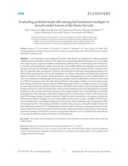 Evaluating Potential Trade-Offs Among Fuel Treatment Strategies in Mixed-Conifer Forests of the Sierra Nevada Jens T