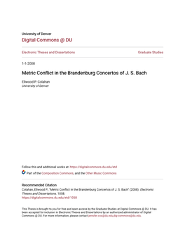 Metric Conflict in the Brandenburg Concertos of J. S. Bach