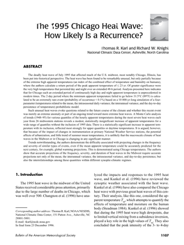 The 1995 Chicago Heat Wave: How Likely Is a Recurrence?