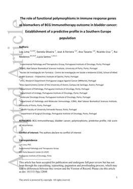 The Role of Functional Polymorphisms in Immune Response Genes As