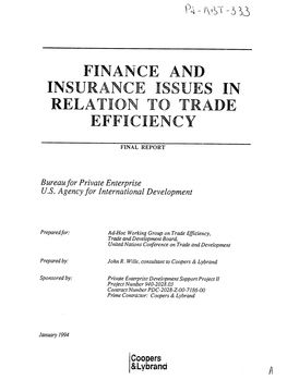 Finance and Insurance Issues in Relation to Trade Efficiency