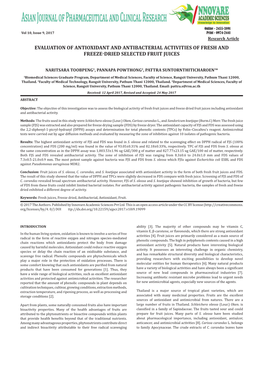 Evaluation of Antioxidant and Antibacterial Activities of Fresh and Freeze-Dried Selected Fruit Juices