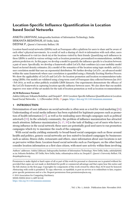 Location-Specific Influence Quantification in Location Based Social Networks