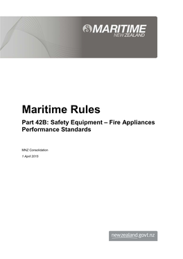 Maritime Rules Part 42B: Safety Equipment – Fire Appliances Performance Standards