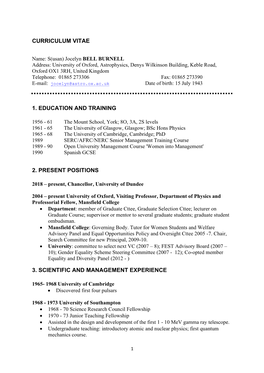 Curriculum Vitae 1. Education and Training 2. Present