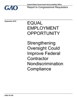 Equal Employment Opportunity: Strengthening Oversight Could