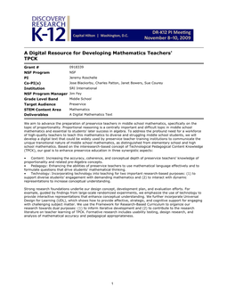 A Digital Resource for Developing Mathematics Teachers' TPCK