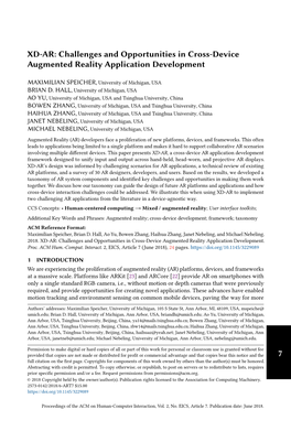 XD-AR: Challenges and Opportunities in Cross-Device Augmented Reality Application Development