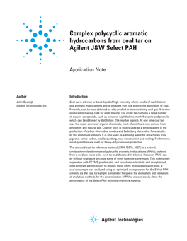 Complex Polycyclic Aromatic Hydrocarbons from Coal Tar on Agilent J&W Select PAH