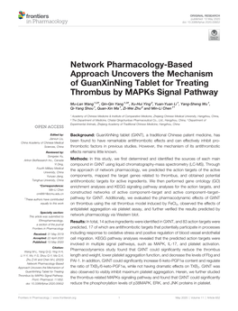 Network Pharmacology-Based Approach Uncovers the Mechanism of Guanxinning Tablet for Treating Thrombus by Mapks Signal Pathway