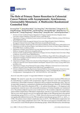 The Role of Primary Tumor Resection in Colorectal Cancer Patients with Asymptomatic, Synchronous, Unresectable Metastasis: a Multicenter Randomized Controlled Trial