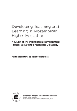 Developing Teaching and Learning in Mozambican Higher Education