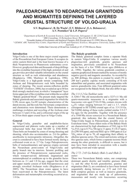 Paleoarchean to Neoarchean Granitoids and Migmatites DEFINING the LAYERED Crustal Structure of Volgo-Uralia S.V