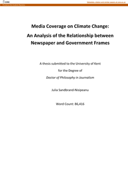 Media Coverage on Climate Change: an Analysis of the Relationship Between Newspaper and Government Frames