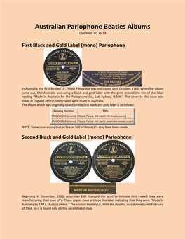 A Guide to Australian Parlophone/Apple Beatles LP's