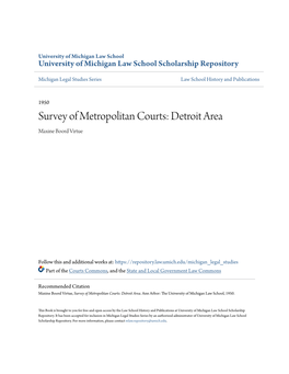 Survey of Metropolitan Courts: Detroit Area Maxine Boord Virtue
