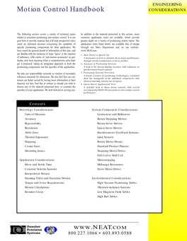 Motion Control Handbook CONSIDERATIONS