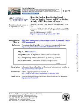 Activity of IFN Regulatory Factor 3 Controls Nuclear Import and DNA