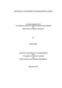 Synthesis of Lithium Borides by Mechanochemical Process