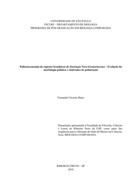 Universidade De São Paulo Ffclrp – Departamento De Biologia Programa De Pós Graduação Em Biologia Comparada