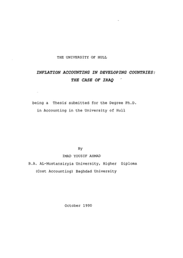 Inflation Accounting in Develop Ing Countries: the Case of Iraq