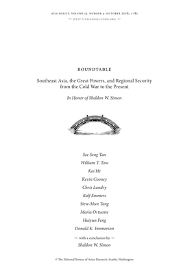 Asia Policy, Volume 13, Number 4 (October 2018), 1–82