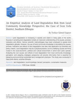 An Empirical Analysis of Land Degradation Risk from Local