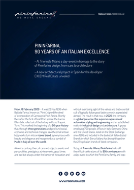 Pininfarina, 90 Years of an Italian Excellence