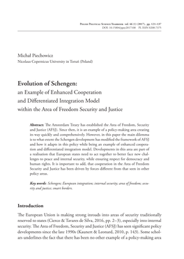 Evolution of Schengen: an Example of Enhanced Cooperation and Differentiated Integration Model Within the Area of Freedom Security and Justice