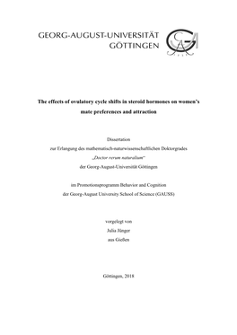 The Effects of Ovulatory Cycle Shifts in Steroid Hormones on Women's Mate Preferences and Attraction