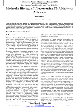 Molecular Biology of Vitaceae Using DNA Markers: a Review