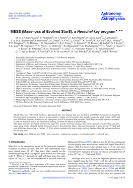MESS \(Mass-Loss of Evolved Stars\), a Herschel Key Program