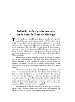 Infancia, Niiez Y Adolescencia, En La Obra De Horacio Quiroga'