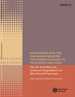 The Ok Tedi Mine Life Extension Negotiations for Mine Benefit Packages