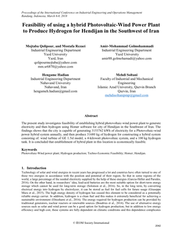 ID 551 Feasibility of Using a Hybrid Photovoltaic-Wind Power Plant To