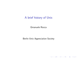 A Brief History of Unix