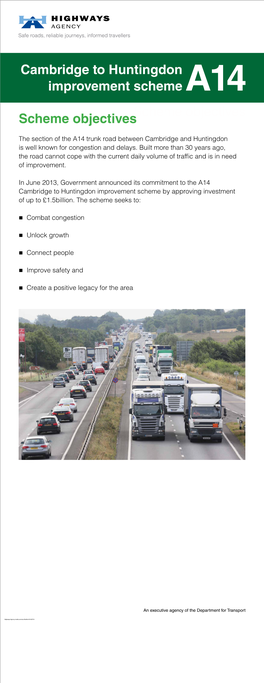 A14 Cambridge to Huntingdon Improvement Scheme by Approving Investment of up to £1.5Billion