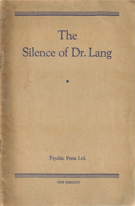 Silence of Dr. Lang