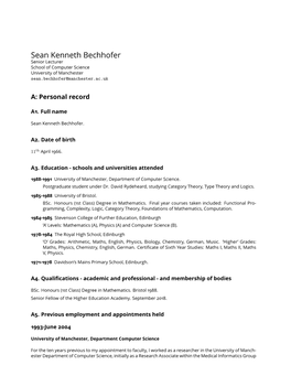 Sean Kenneth Bechhofer Senior Lecturer School of Computer Science University of Manchester Sean.Bechhofer@Manchester.Ac.Uk