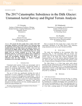 The 2017 Catastrophic Subsidence in the Dålk Glacier: Unmanned Aerial Survey and Digital Terrain Analysis