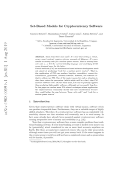 Set-Based Models for Cryptocurrency Software