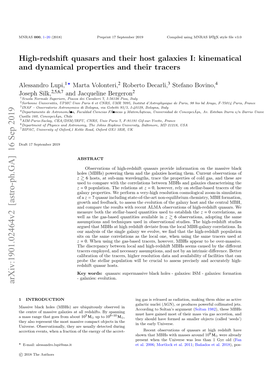 High-Redshift Quasars and Their Host Galaxies I: Kinematical and Dynamical Properties and Their Tracers