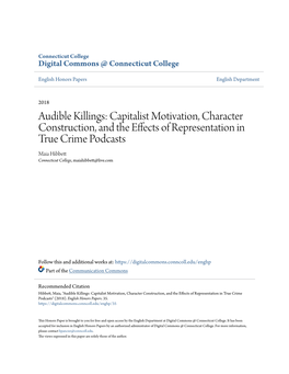 Audible Killings: Capitalist Motivation, Character Construction, and the Effects of Representation in True Crime Podcasts